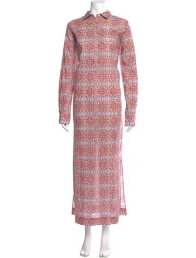 Pre-owned Ann Mashburn Printed Long Dress In Pink