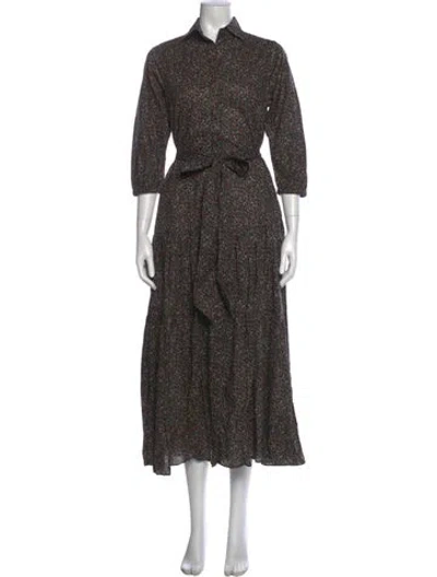 Pre-owned Ann Mashburn Printed Long Dress W/ Tags In Green