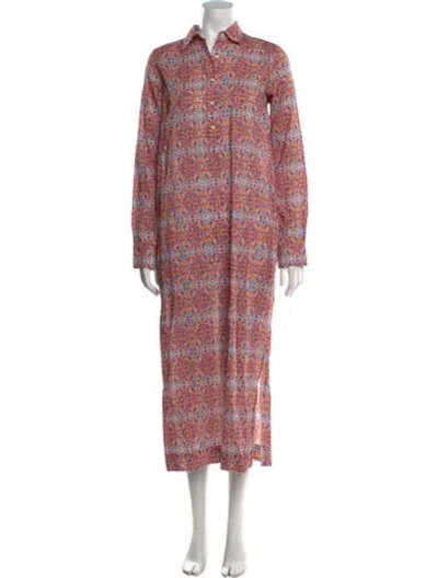Pre-owned Ann Mashburn Printed Long Dress W/ Tags In Multi