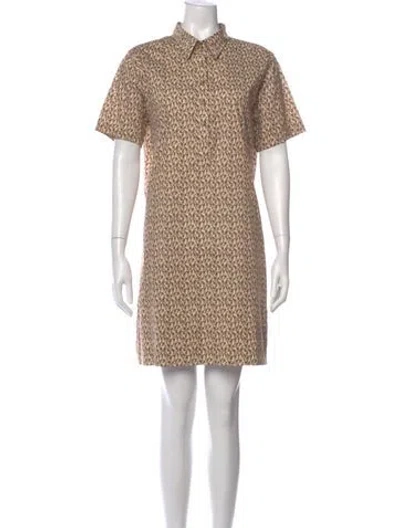 Pre-owned Ann Mashburn Printed Midi Length Dress In Neutral