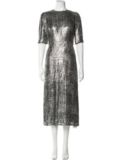 Pre-owned Ann Mashburn Printed Midi Length Dress W/ Tags In Gray