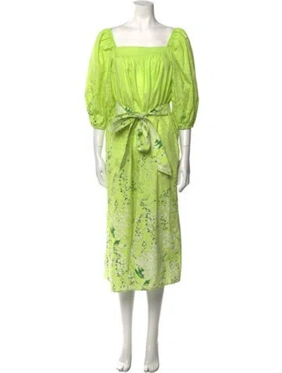 Pre-owned Ann Mashburn Printed Midi Length Dress W/ Tags In Green