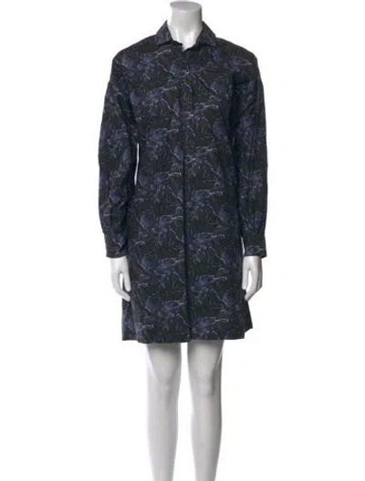 Pre-owned Ann Mashburn Printed Mini Dress In Blue