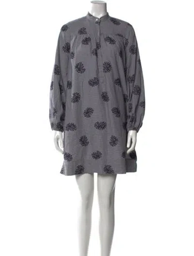 Pre-owned Ann Mashburn Printed Mini Dress In Blue