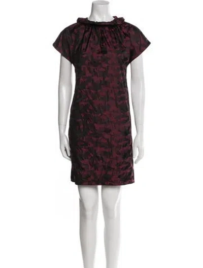 Pre-owned Ann Mashburn Printed Mini Dress In Burgundy