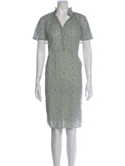 Pre-owned Ann Mashburn Printed Mini Dress In Green