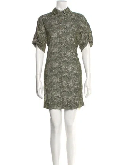 Pre-owned Ann Mashburn Printed Mini Dress In Neutral
