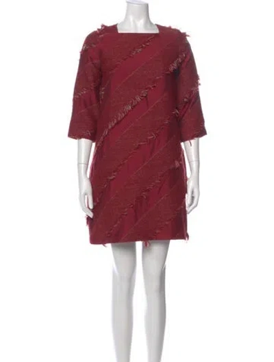 Pre-owned Ann Mashburn Printed Mini Dress In Red