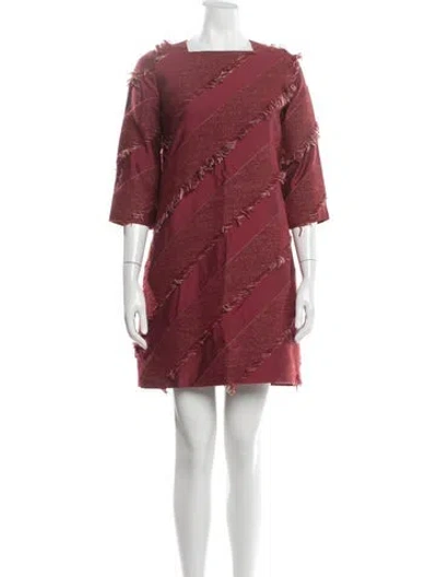 Pre-owned Ann Mashburn Printed Mini Dress In Red