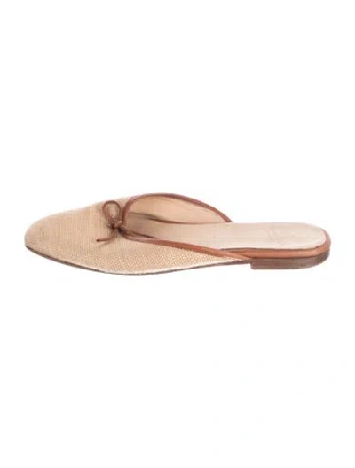 Pre-owned Ann Mashburn Raffia Tweed Pattern Mules In Brown/neutrals