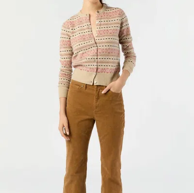 Ann Mashburn Rosie Fair Isle Cardigan In Mink/pink Multi