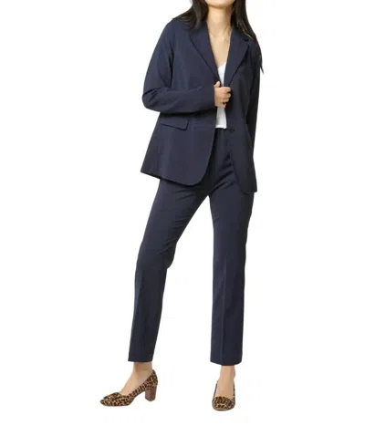 Ann Mashburn Sarah Jacket In Navy Stretch Wool Seersucker In Multi