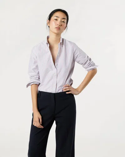 Ann Mashburn Schoolgirl Shirt In Blue/red Multi Stripe Oxford In Pink