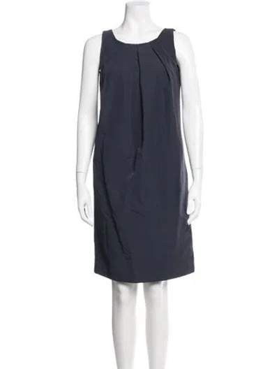 Pre-owned Ann Mashburn Scoop Neck Knee-length Dress In Blue