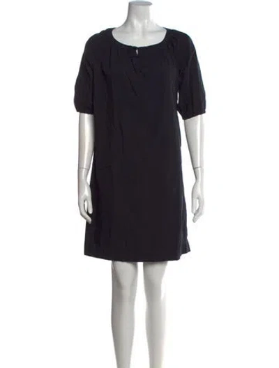 Pre-owned Ann Mashburn Scoop Neck Mini Dress In Blue