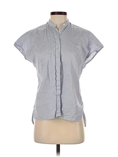Pre-owned Ann Mashburn Short Sleeve Blouse In Gray