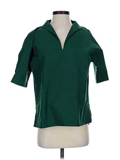 Pre-owned Ann Mashburn Short Sleeve Blouse In Green