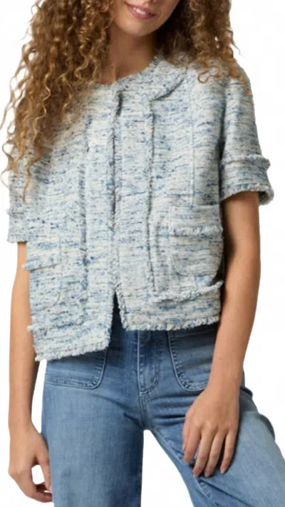 Ann Mashburn Short Sleeve Chelsea Jacket In Blue Multi Tweed In Green