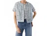 Ann Mashburn Short Sleeve Chelsea Jacket In Blue Summer Tweed In Gray