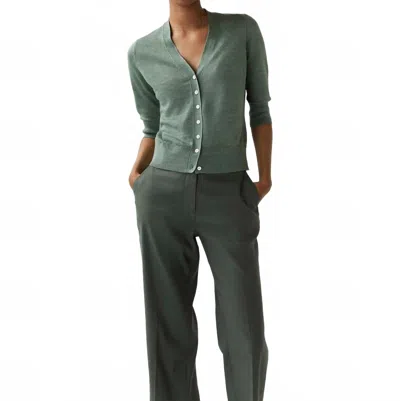 Ann Mashburn Short-sleeved Rosie V-neck Cardigan In Green Plaid In Black