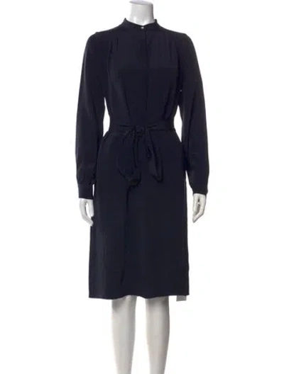 Pre-owned Ann Mashburn Silk Knee-length Dress In Blue