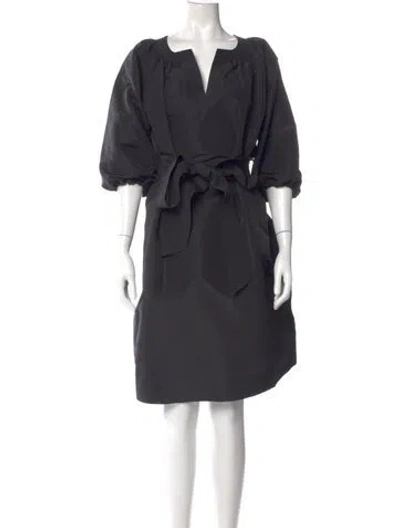 Pre-owned Ann Mashburn Silk Knee-length Dress In Gray