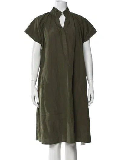 Pre-owned Ann Mashburn Silk Knee-length Dress In Green