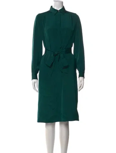 Pre-owned Ann Mashburn Silk Knee-length Dress In Green