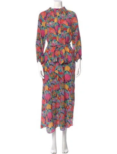 Pre-owned Ann Mashburn Silk Long Dress In Blue