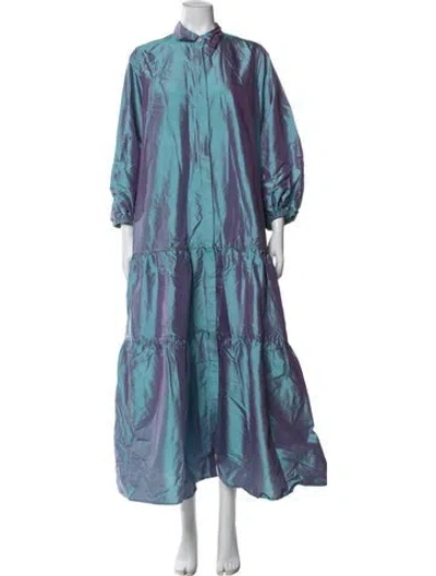 Pre-owned Ann Mashburn Silk Long Dress In Blue