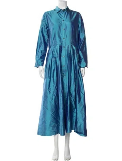 Pre-owned Ann Mashburn Silk Long Dress In Blue