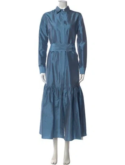 Pre-owned Ann Mashburn Silk Long Dress In Blue