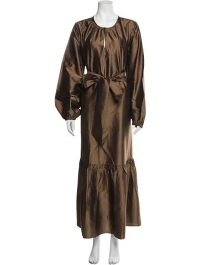 Pre-owned Ann Mashburn Silk Long Dress In Brown