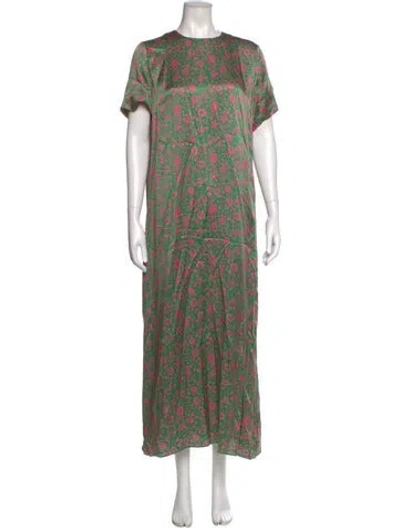 Pre-owned Ann Mashburn Silk Long Dress In Green