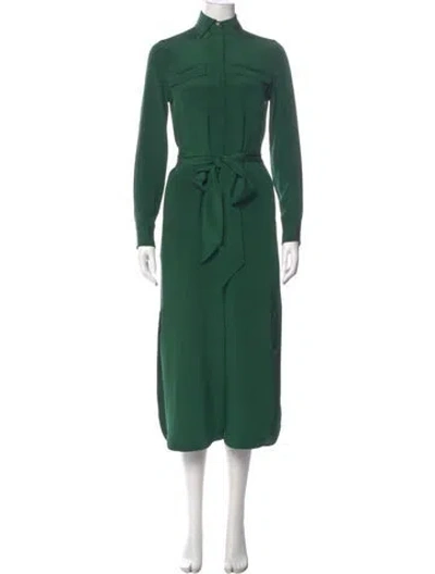 Pre-owned Ann Mashburn Silk Long Dress In Green