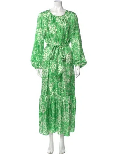 Pre-owned Ann Mashburn Silk Long Dress In Green