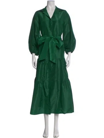 Pre-owned Ann Mashburn Silk Long Dress In Green