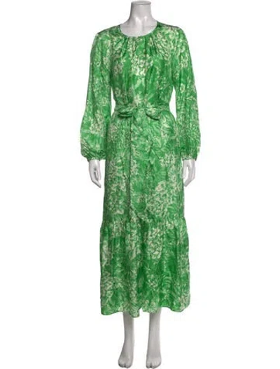 Pre-owned Ann Mashburn Silk Long Dress In Green