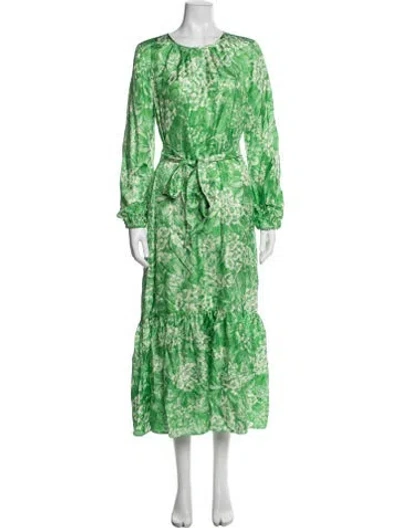 Pre-owned Ann Mashburn Silk Long Dress In Green