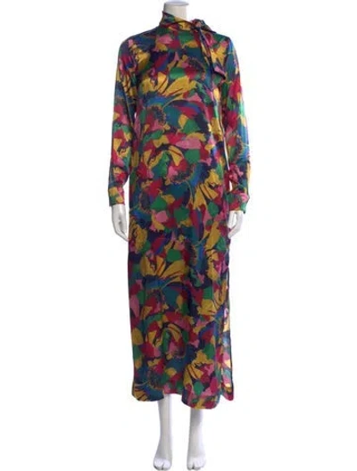 Pre-owned Ann Mashburn Silk Long Dress In Multicolor