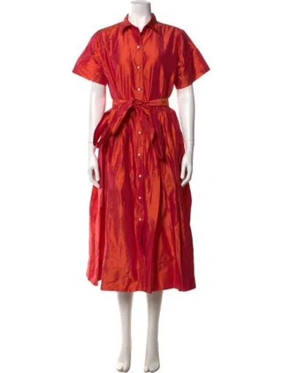 Pre-owned Ann Mashburn Silk Long Dress In Orange/red