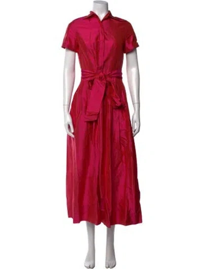 Pre-owned Ann Mashburn Silk Long Dress In Red