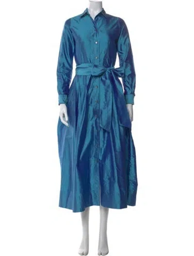 Pre-owned Ann Mashburn Silk Long Dress W/ Tags In Blue