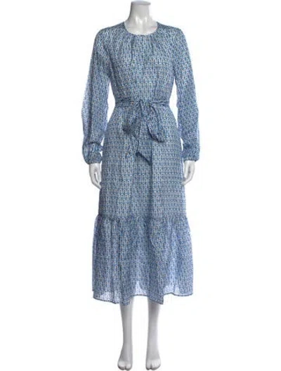 Pre-owned Ann Mashburn Silk Long Dress W/ Tags In Blue
