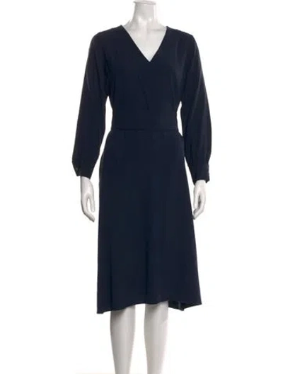 Pre-owned Ann Mashburn Silk Midi Length Dress In Blue