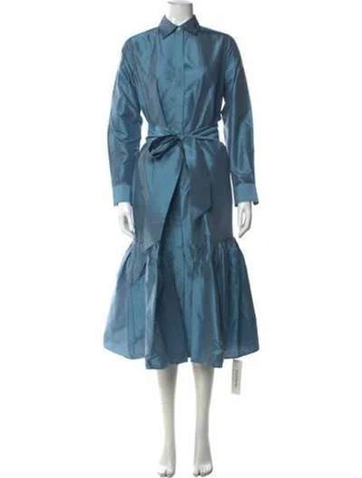 Pre-owned Ann Mashburn Silk Midi Length Dress In Blue