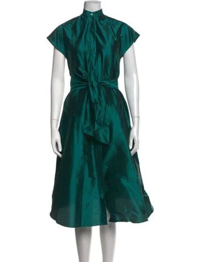 Pre-owned Ann Mashburn Silk Midi Length Dress In Green