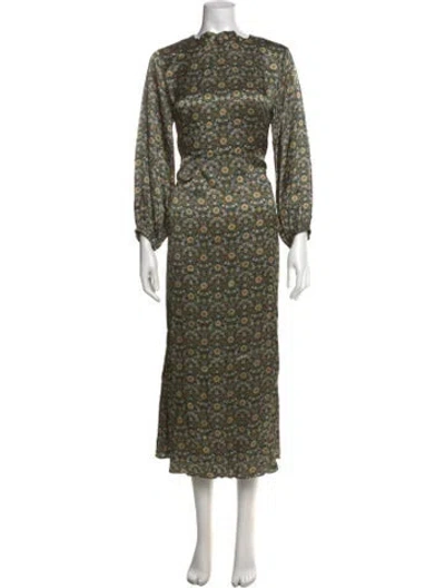 Pre-owned Ann Mashburn Silk Midi Length Dress In Multicolor