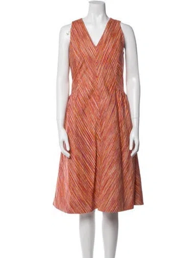 Pre-owned Ann Mashburn Silk Midi Length Dress In Orange