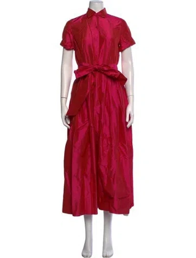 Pre-owned Ann Mashburn Silk Midi Length Dress W/ Tags In Red